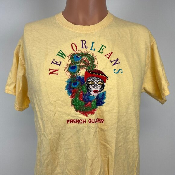 Unbranded Other - Vintage 90s New Orleans French Quarter T Shirt Mens Size M Yellow Mardi Gras